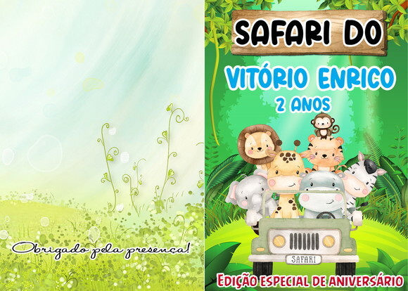 Livro de Colorir Personalizado - 16 Páginas -tema Safari