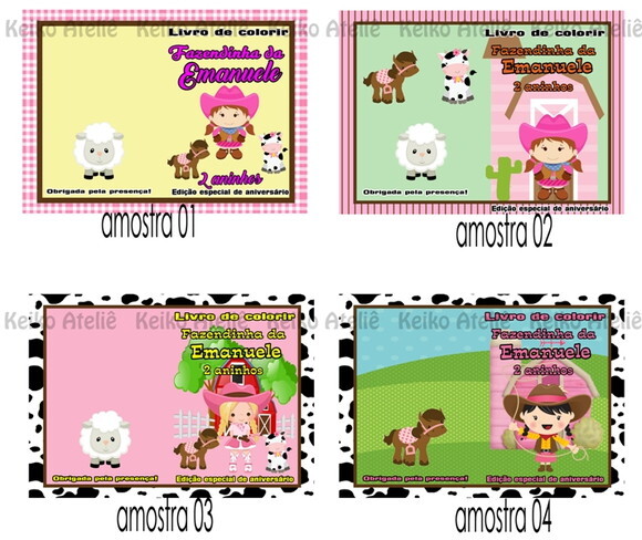 Livro de Colorir Personalizado - 16 Páginas- Fazendinha Rosa