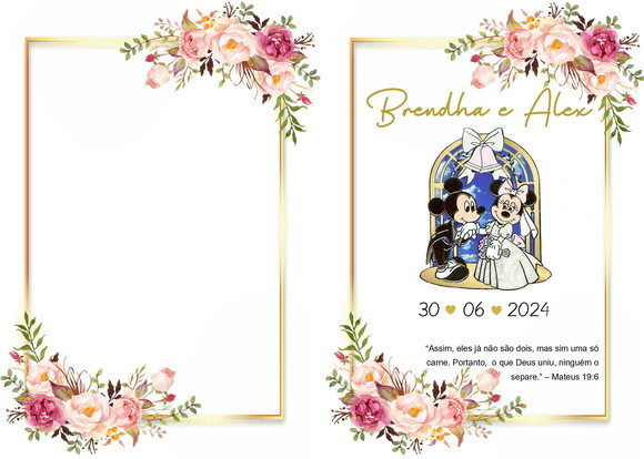 Livro de Colorir Personalizado Casamento - Mickey e Minnie
