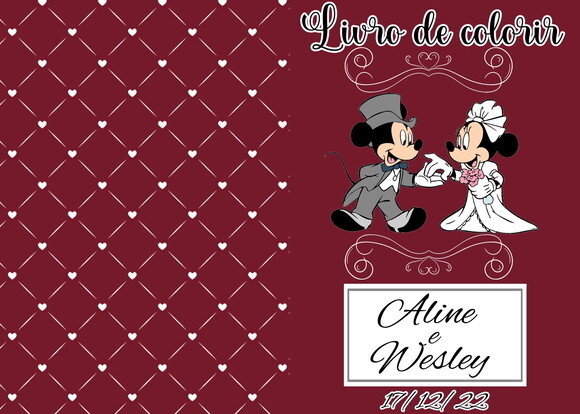 Livro de Colorir Personalizado Casamento - Mickey e Minnie