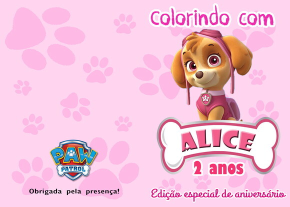 Livro de Colorir Personalizado-patrulha Canina Rosa