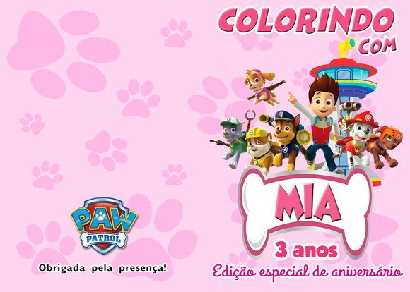 Livro de Colorir Personalizado-patrulha Canina Rosa
