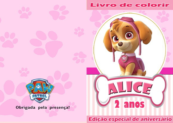 Livro de Colorir Personalizado-patrulha Canina Rosa