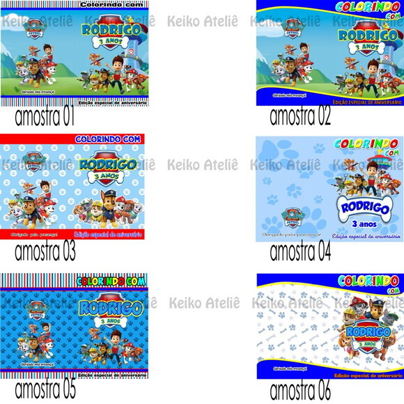 Mini Livro de Colorir Personalizado Patrulha Canina 100 Unid