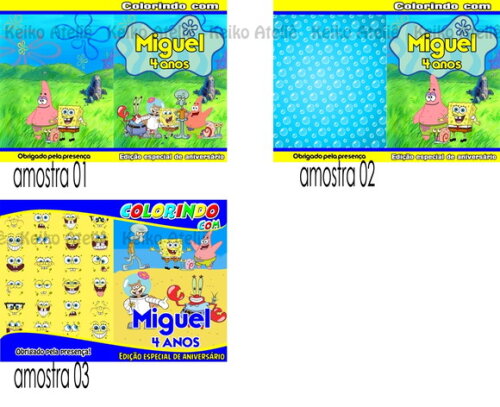 Livro de Colorir Personalizado - 16 Páginas - Bob Esponja