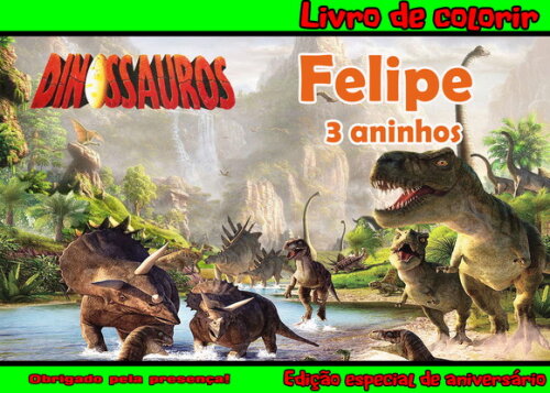 Livro de Colorir Personalizado - 16 Páginas - Dinossauro