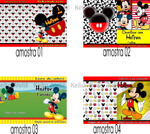 Livro de Colorir Personalizado - 16 Páginas - Mickey