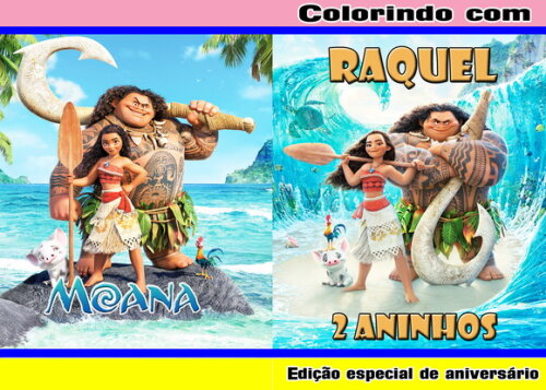 Livro de Colorir Personalizado - 16 Páginas - Moana