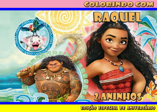 Livro de Colorir Personalizado - 16 Páginas - Moana