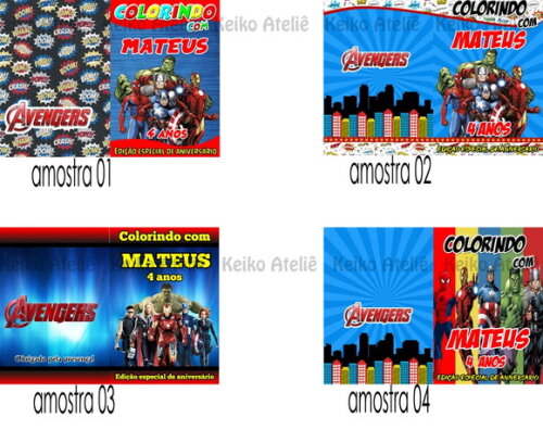 Livro de Colorir Personalizado - 16 Páginas - Vingadores