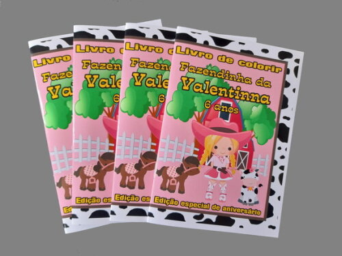 Livro de Colorir Personalizado - 16 Páginas- Fazendinha Rosa