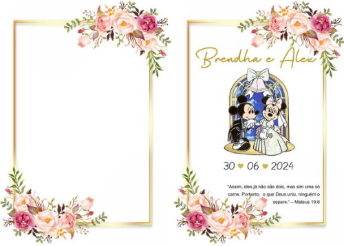 Livro de Colorir Personalizado Casamento - Mickey e Minnie