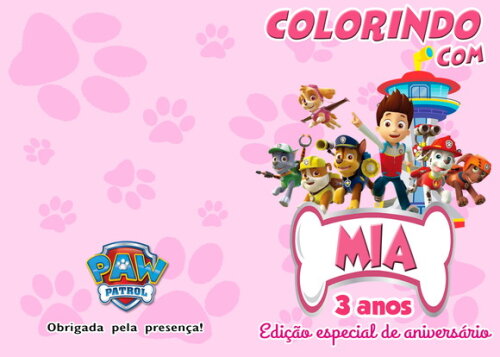 Livro de Colorir Personalizado-patrulha Canina Rosa