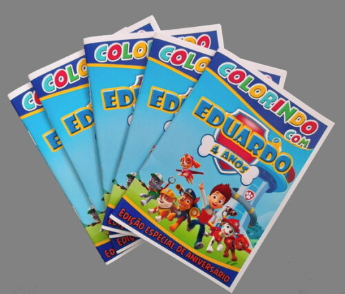 Mini Livro de Colorir Personalizado Patrulha Canina 100 Unid