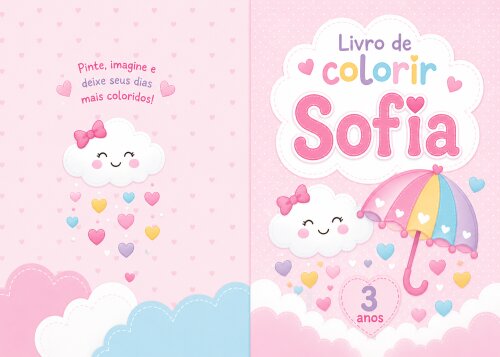Livro de Colorir Personalizado - 16 Páginas - Chuva de Amor