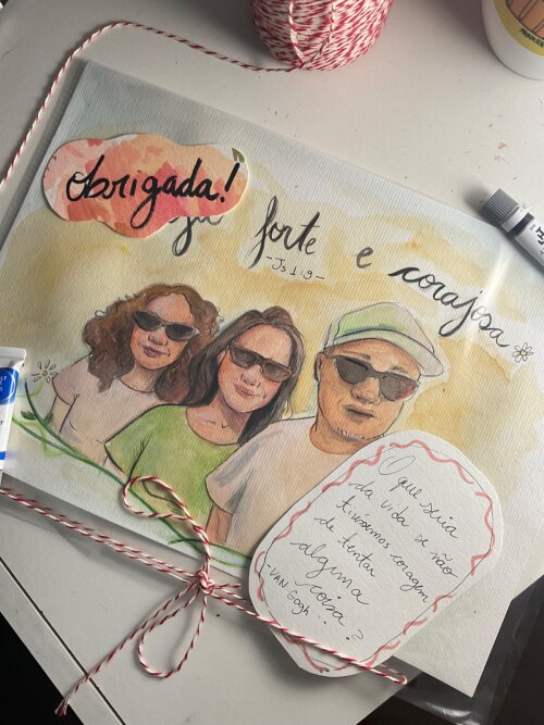 Quadro de Família Personalizado em Aquarela | Feito à Mão