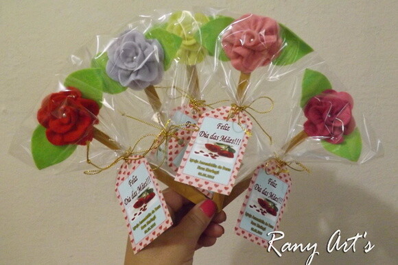 20 Lixas Decoradas c/ Flor de Feltro e P