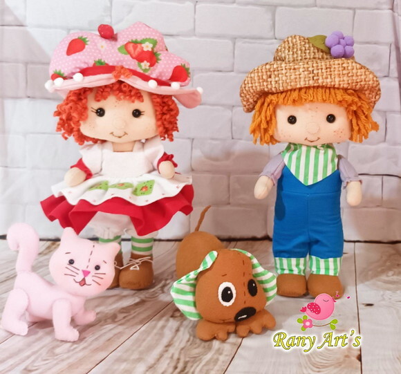 Boneca Moranguinho e Boneco Limãozinho 30cm