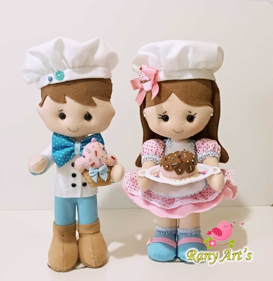 Casal Confeiteiros em Feltro 30cm