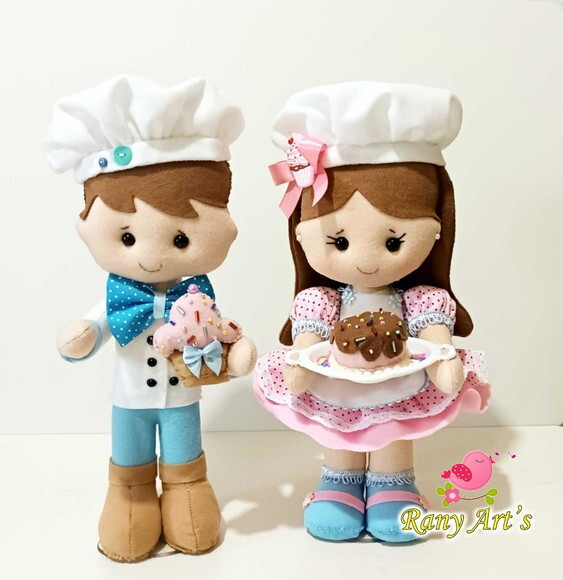 Casal de Confeiteiros em Feltro 30cm
