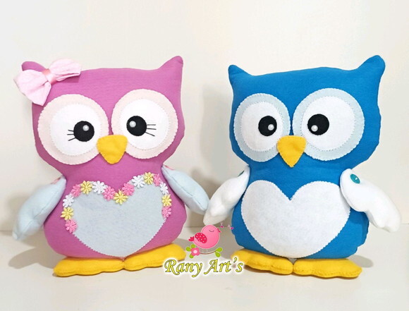 Casal de Corujinha Decorativa 23cm