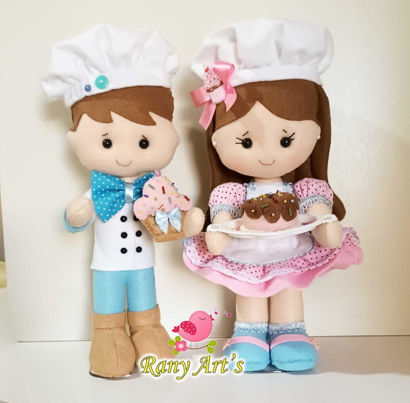 Casal de Confeiteiros em Feltro 30cm