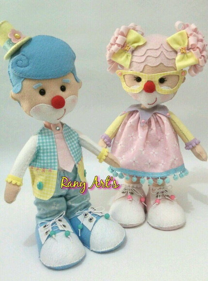 casal de palhacinhos feltro