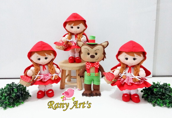 Centrinhos de Mesa Chapeuzinho Vermelho 20cm Kit com 6 Unida