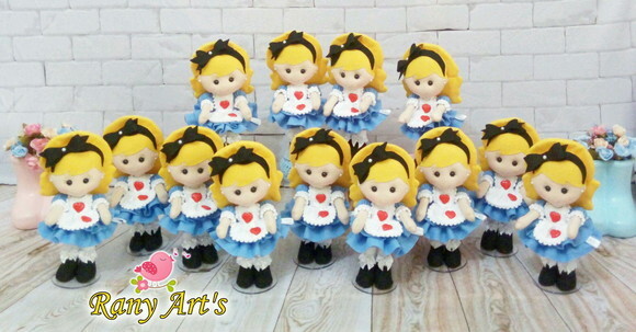 Centro de Mesa Alice 25cm - Kit com 10 Bonecas