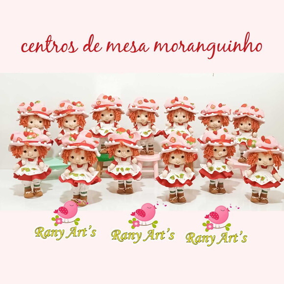 Centro de Mesa Moranguinho com 25cm 10 Unidades - sem o Gato