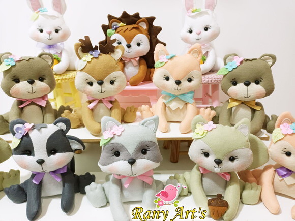 Centros de Mesa Bosque Encantado 20cm - Kit com 12 Bichinhos