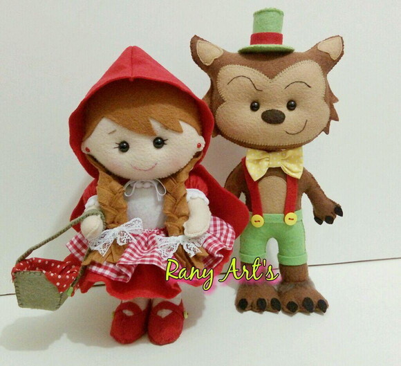 Chapeuzinho Vermelho e Lobo de 20cm