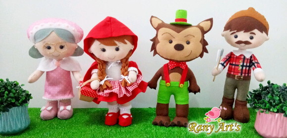 Chapeuzinho Vermelho Turma com 4 Personagens de 30cm