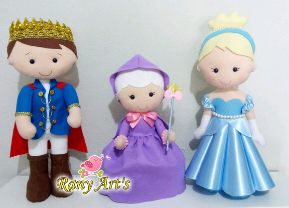 Fada Madrinha da Cinderella em feltro com 30cm