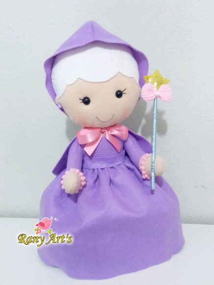 Fada Madrinha da Cinderella em feltro com 30cm
