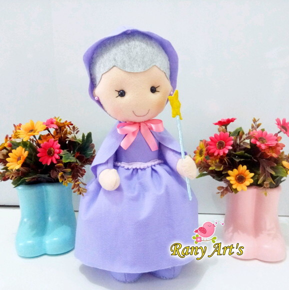 Fada Madrinha da Cinderella em feltro com 40cm