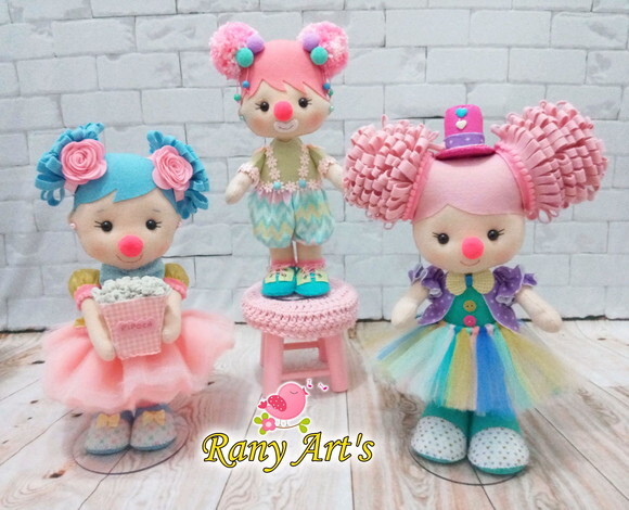 Kit Circo Rosa - 3 Palhacinhas com 30cm