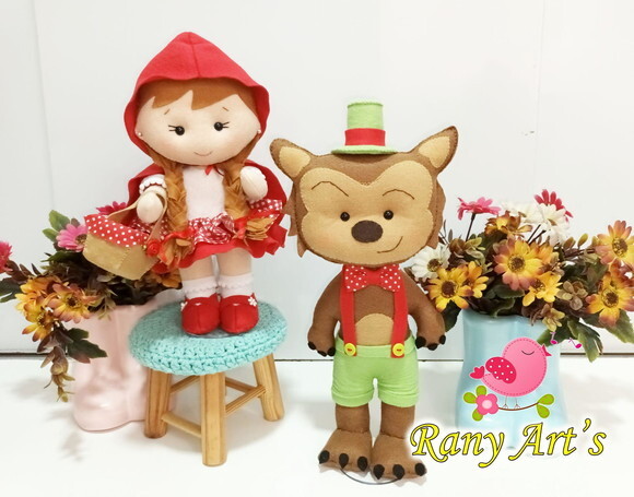 Kit Conto de Fadas com 7 Personagens de 25cm em Feltro