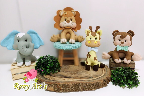 Kit Safari para Nicho com 4 Bichinhos de 15cm