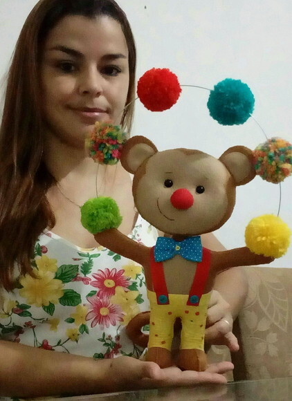 macaco malabarista feltro - macaco circo