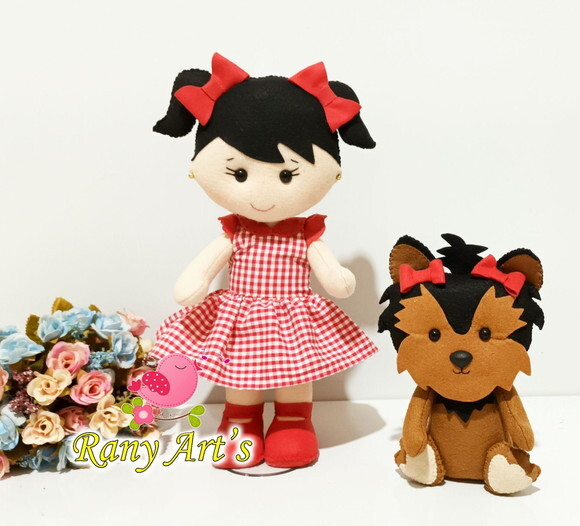 Menina e o Cachorro em Feltro