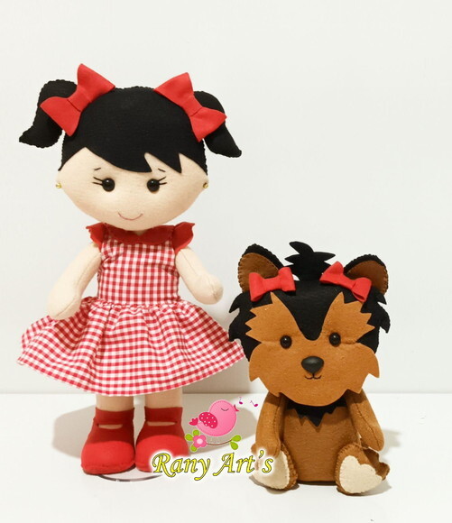 Menina e o Cachorro em Feltro