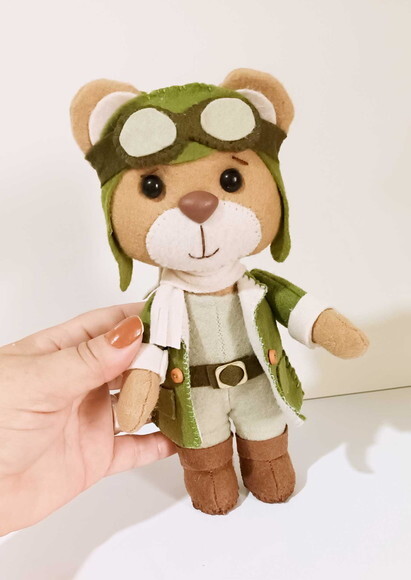 Mini Ursinho Aviador com 18cm, Mini Baloeiro