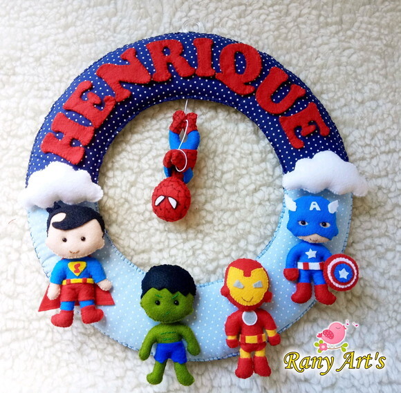 Móbile Musical e Enfeite de Porta Super Herois
