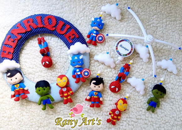 Móbile Musical e Enfeite de Porta Super Herois