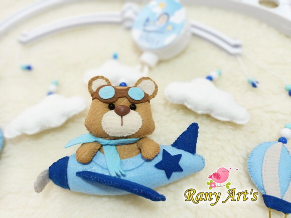 Móbile Musical Urso Aviador Personalizado