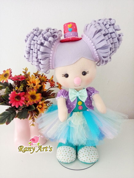 Palhacinha Circo Rosa Luxo com 30cm