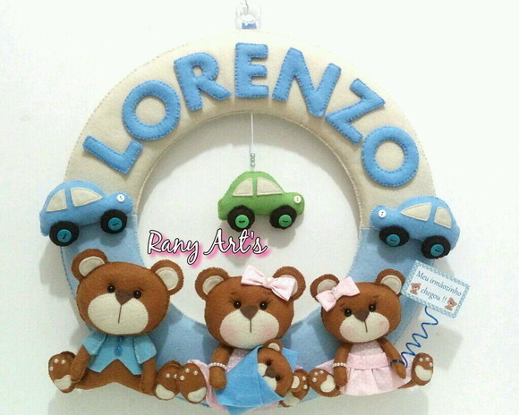 Porta maternidade familia urso