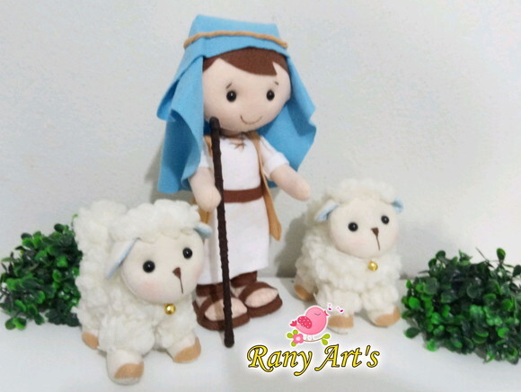 Rei Davi e Ovelhas Boneco de 21cm