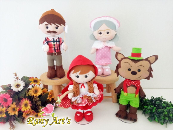 Turma Chapeuzinho vermelho com bonecos de aprox. 20cm